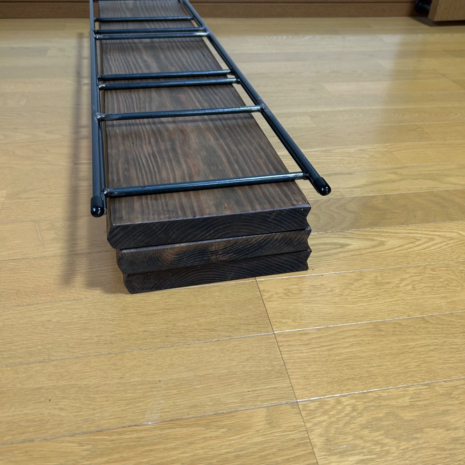 カフェ板×アイアン】3段シェルフ｜古材風ジャコビーン仕上げ