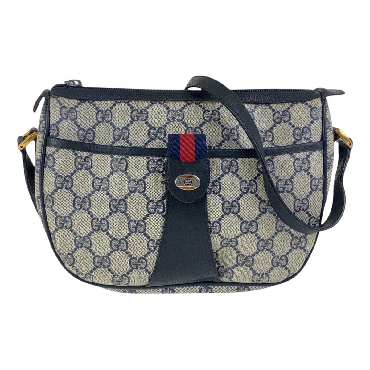 【GUCCI】ハンドバッグ　シェリーライン　GGスプリーム　ネイビー GUCCI - 本物 グッチ GUCCI オールドグッチ シェリーライン GG