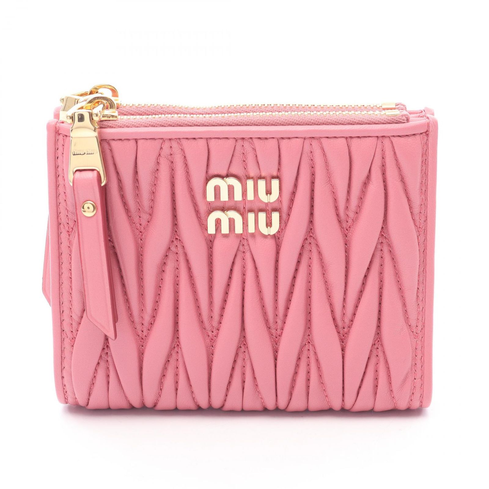 ミュウ ミュウ Miu Miu 二つ折り財布 MATELASSE MIU マテラッセ 5ML024AFPPF0638 ピンク レザー コインケース レディース