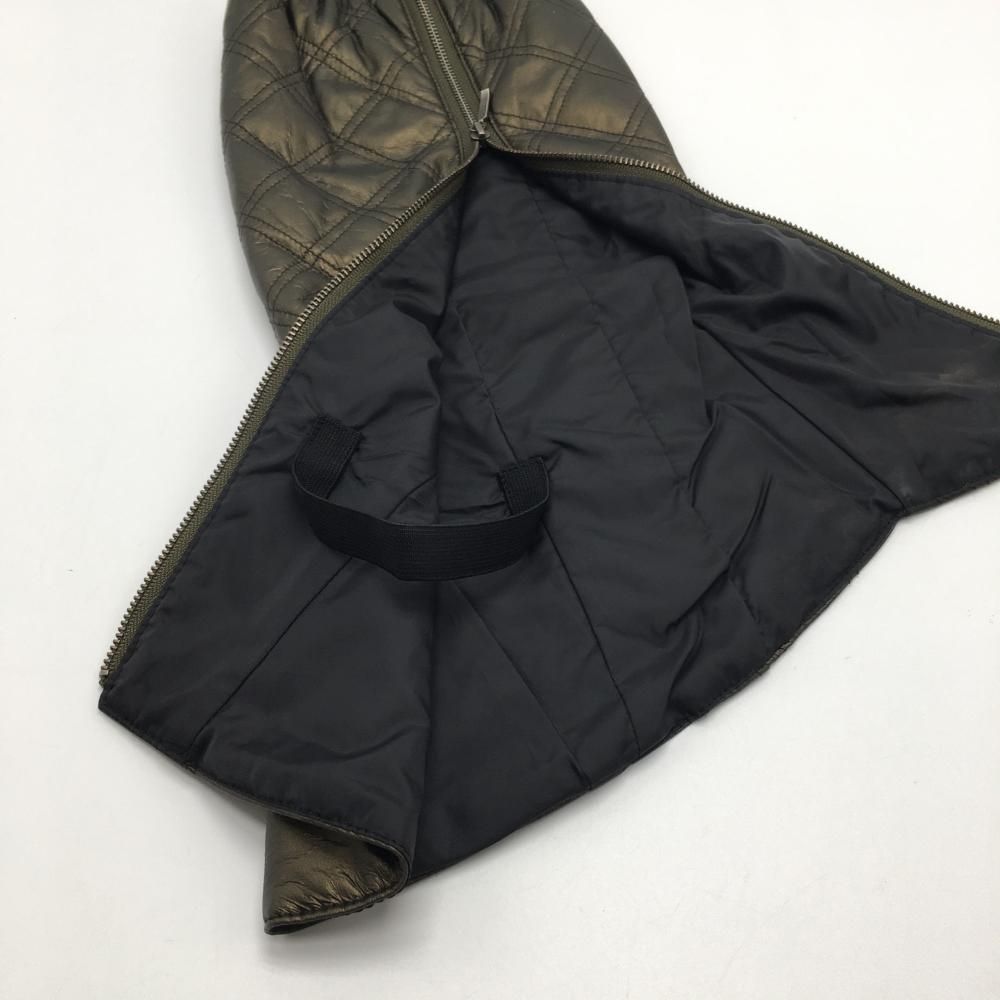 ヒールクリーク 中綿レッグウォーマー ゴールド系 合皮 ロゴワッペン