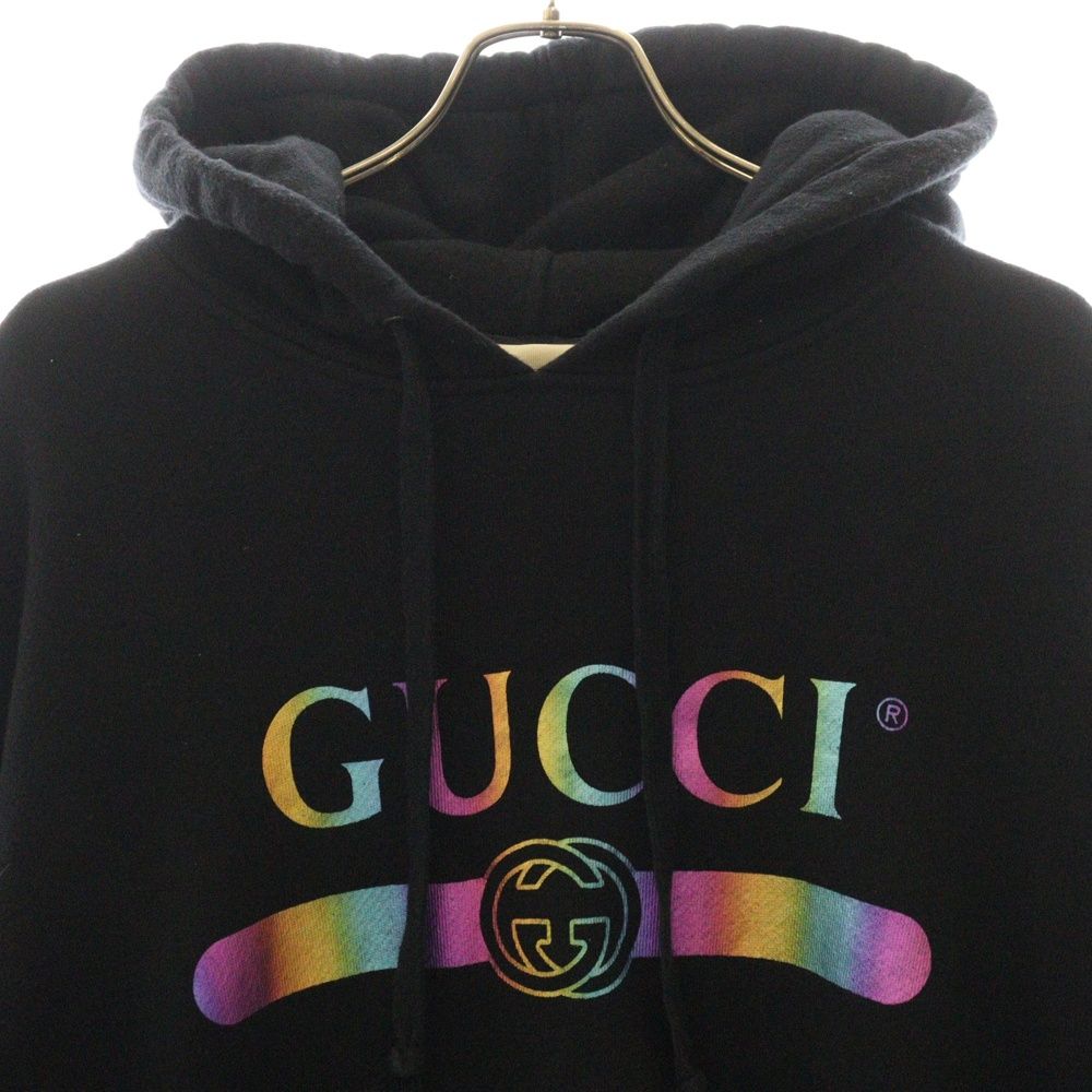 GUCCIグッチ 19SS オーロラプルオーバーパーカー レインボーロゴプリント