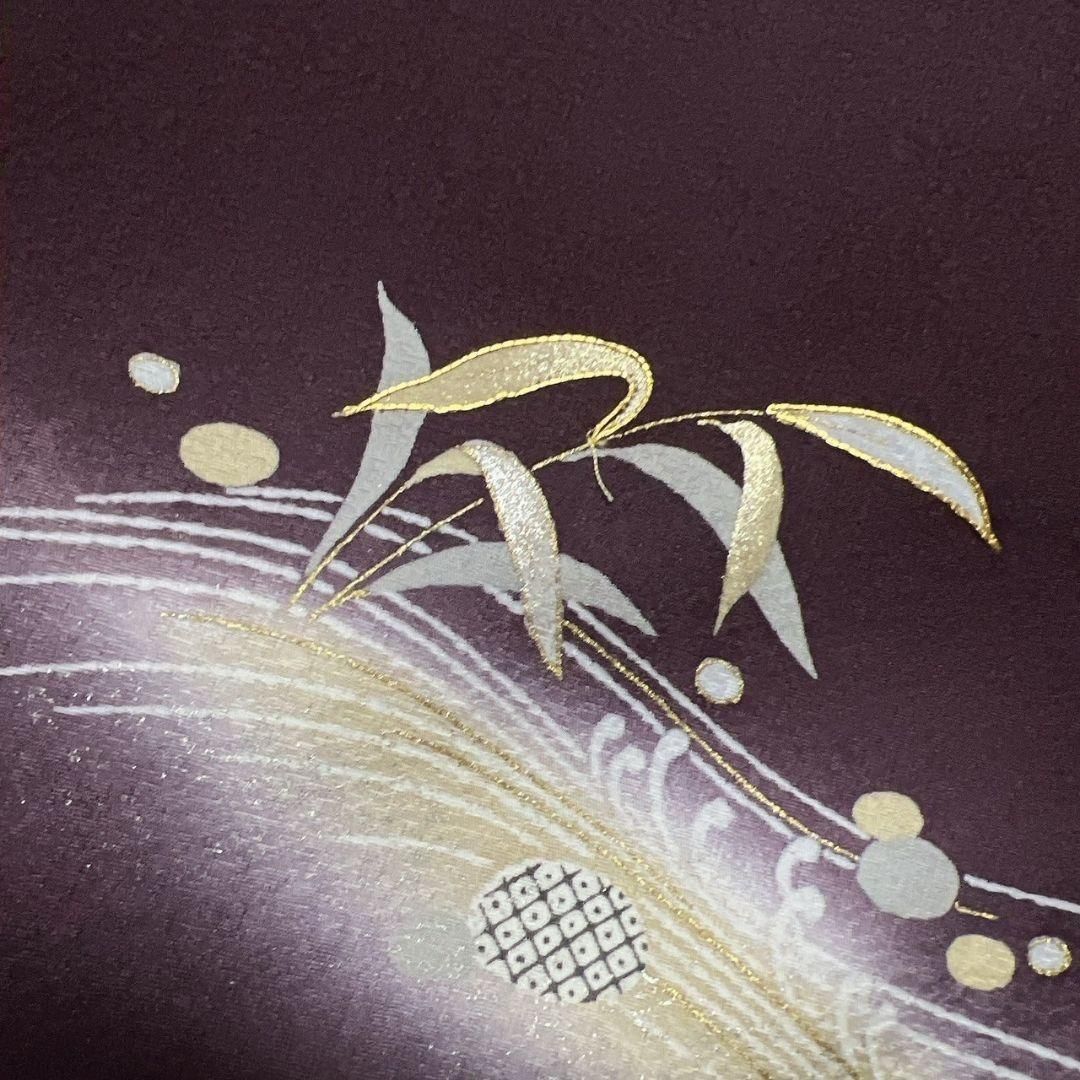 作家もの　金駒刺繍　ぼかし　リーフ　花模様　付け下げ　着物 015a p 作家もの金駒刺繍ぼかしリーフ花模様付け下げ着物 015a p