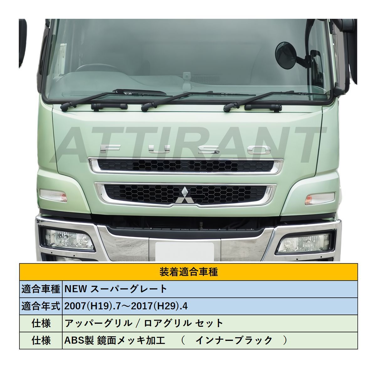 NEW スーパーグレート 鏡面メッキ フロントグリル インナーブラック 