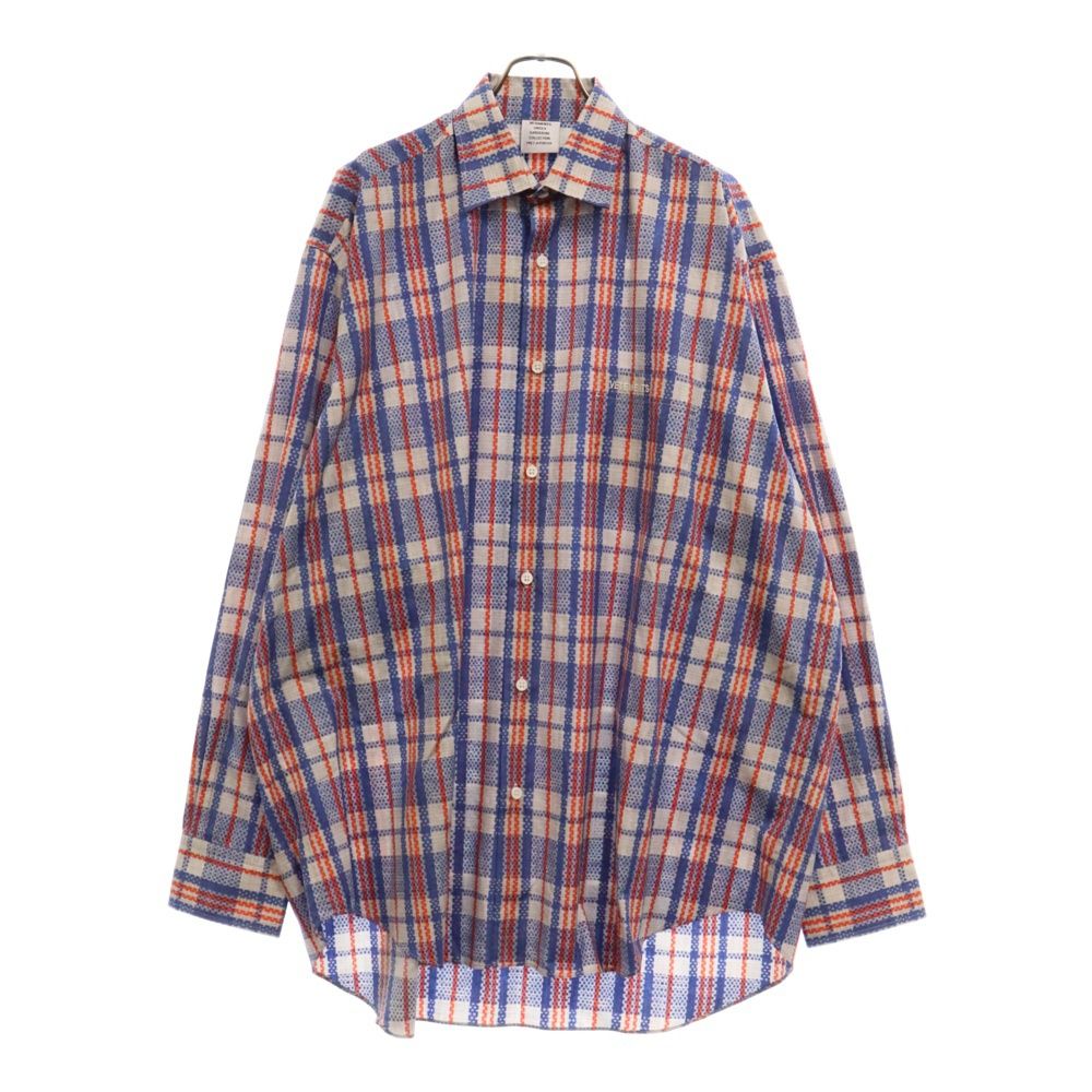 VETEMENTS (ヴェトモン) 23SS BARBES SHIRT チェック柄 チェック柄 オーバーサイズ 長袖シャツ ブルー UE63SH300N