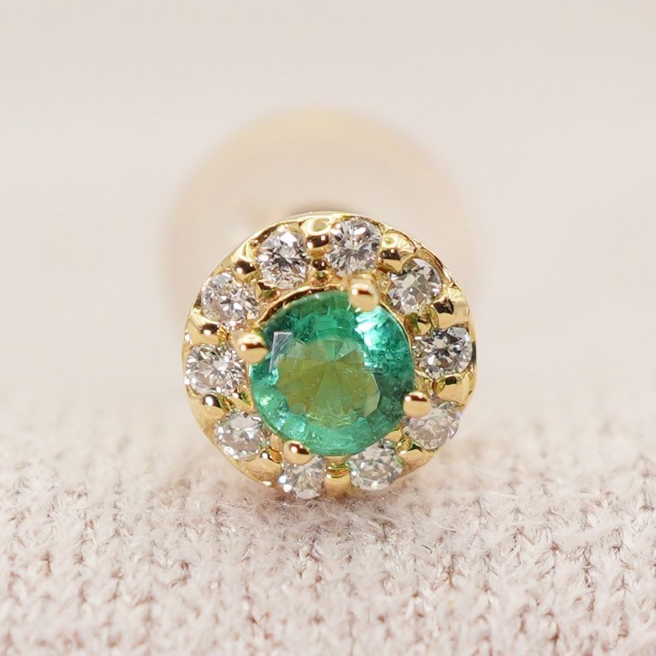 ヴァンドーム青山 エメラルド×ダイヤ 片耳 ピアス K18 24-5529S