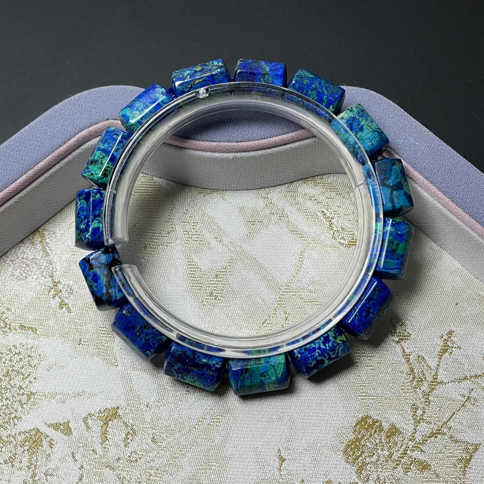 逸品 EU製 ☆アズロマラカイト☆共生鉱 天珠型ブレス