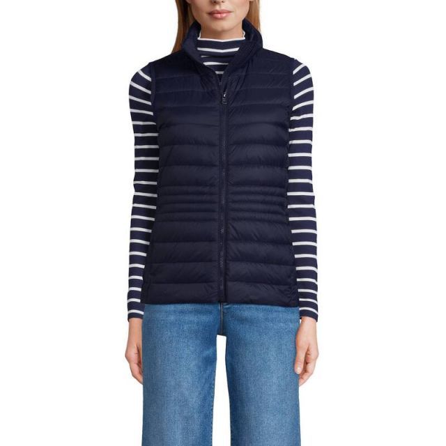 【送料無料】 ランズエンド レディース ジャケット・ブルゾン アウター Women's Lands' End Wanderweight Packable Down Vest Deep Sea Navy