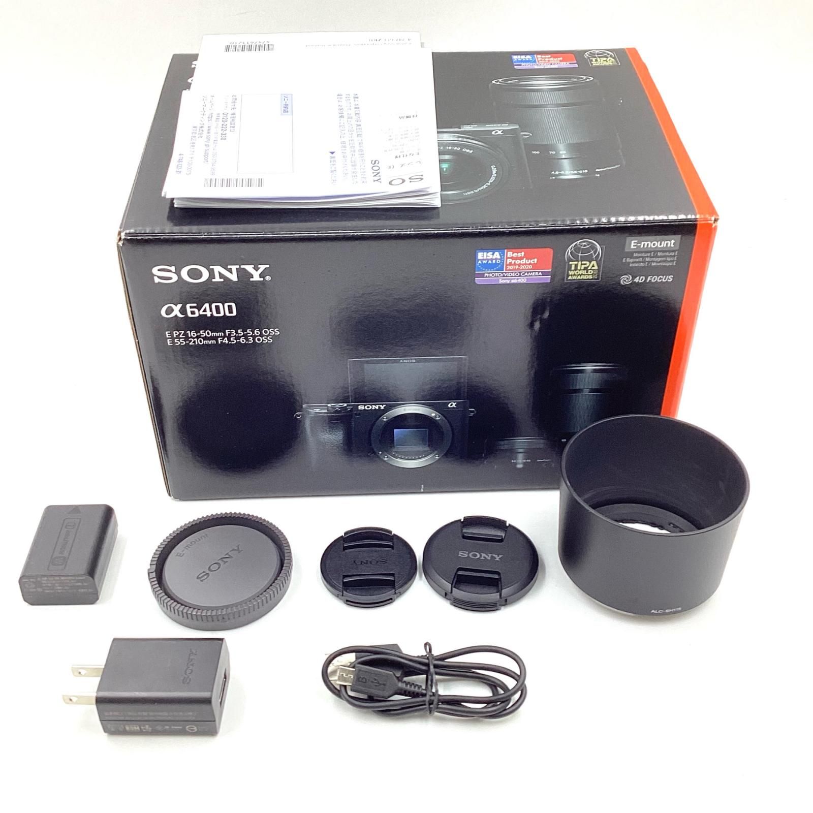 上質で快適。 Sony デジタル一眼 α6400 ILCE-6400Y ダブルズームキット ブラック 超 動作 済 全額返金保証 最速発送