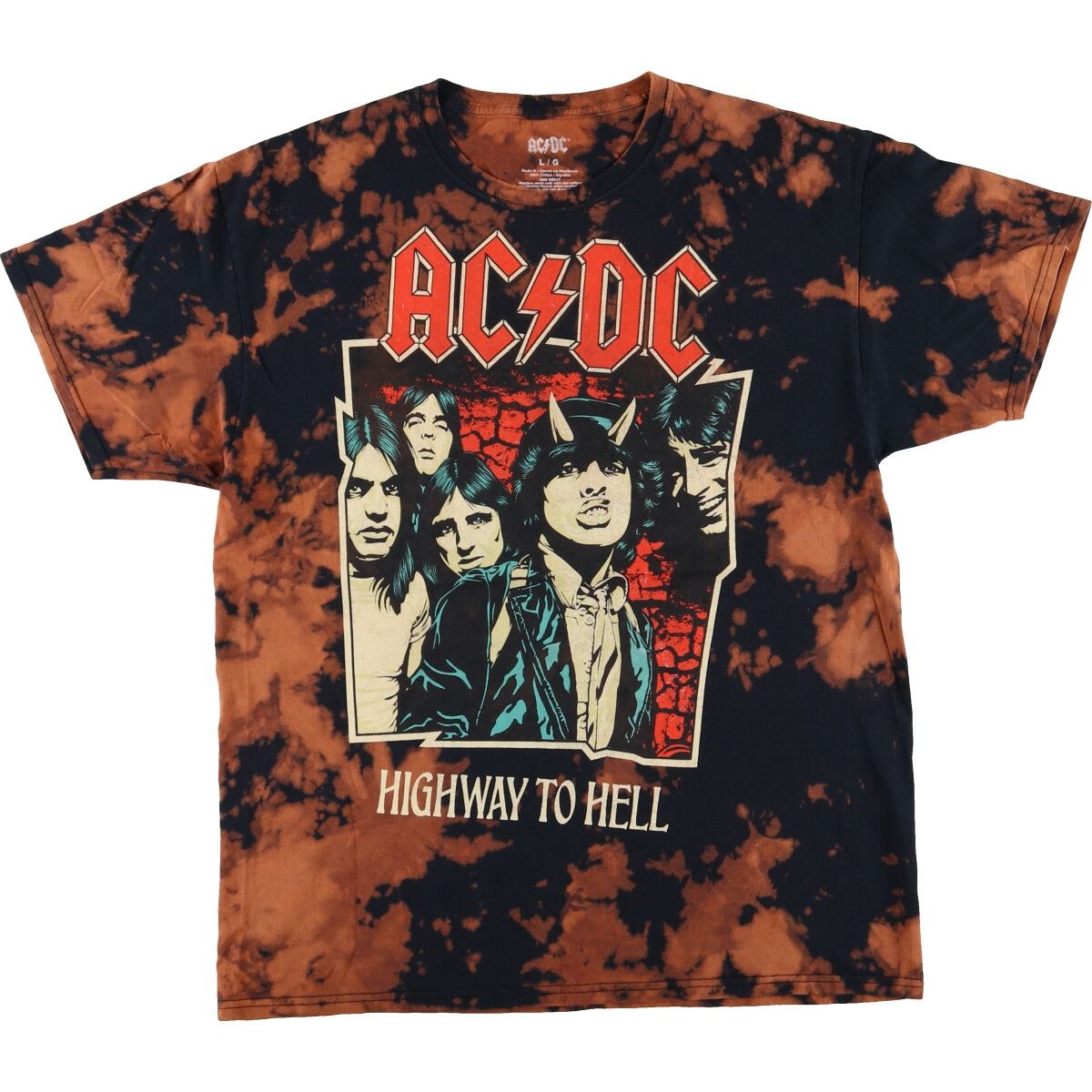 古着 HOT ROCK AC/DC エーシーディーシー タイダイ柄 バンドTシャツ バンT メンズL相当/eaa437529