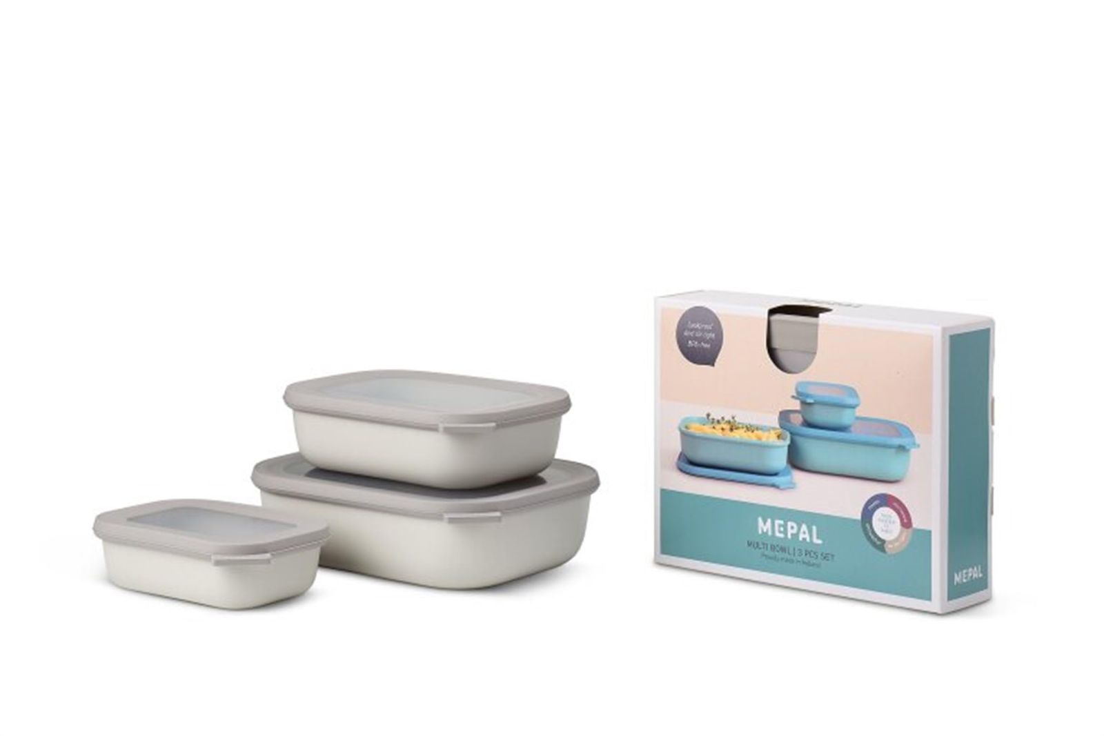 メパル サーキュラーレクタンギュラー 3ピースセット ロー ノルディック ホワイト Mepal Cirqula Rectangular 3set Low