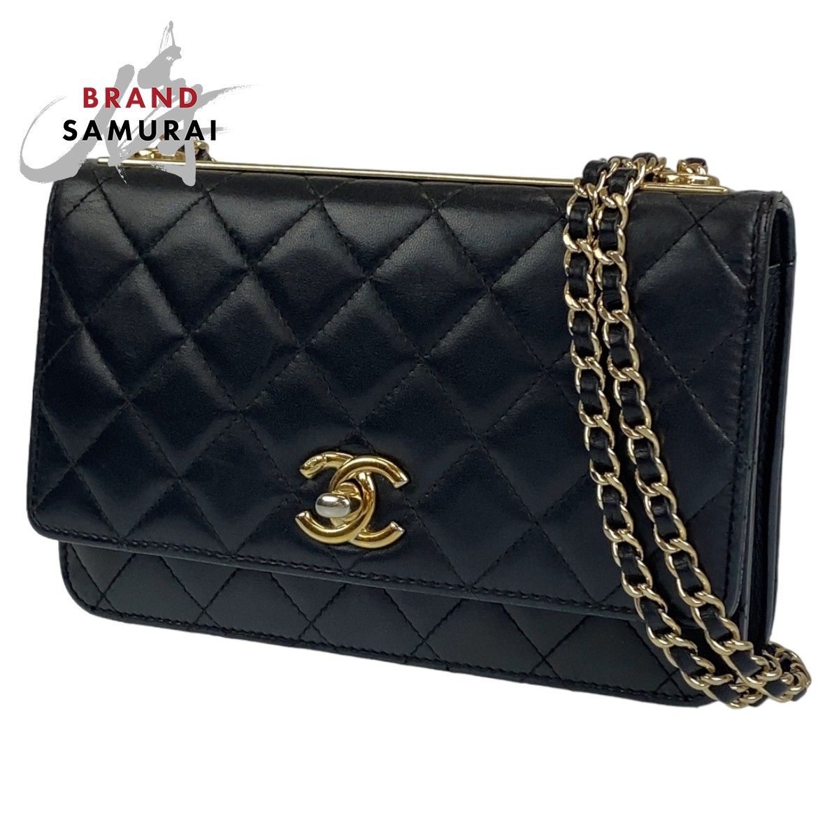 ま*る様 CHANEL(シャネル) ラムスキン マトラッセ L字ファスナー 小銭 CHANEL シャネル マトラッセ ココマーク ターンロック ブラック