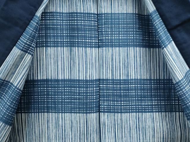 平和屋着物○男性 紬 アンサンブル 色無地 留紺色 正絹 逸品