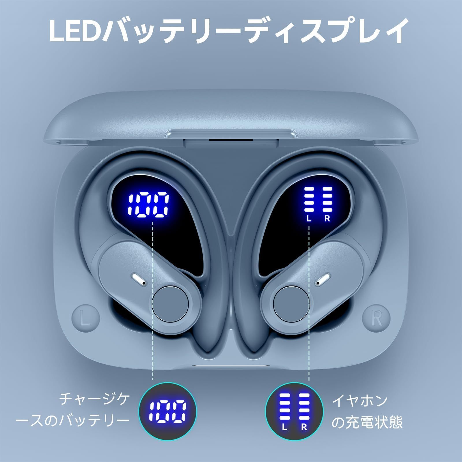 フォロー割】落ちないイヤホン 物理ボタン誤操作なし 快適装着感 LED