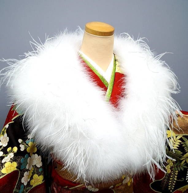 新品】オーストリッチ 両面羽毛ショール フェザーショール sh