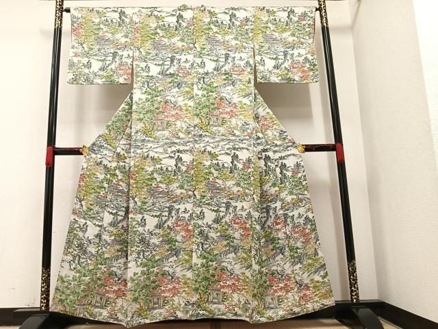 平和屋着物□訪問着 風景草木文 暈し染め 正絹 逸品 未使用