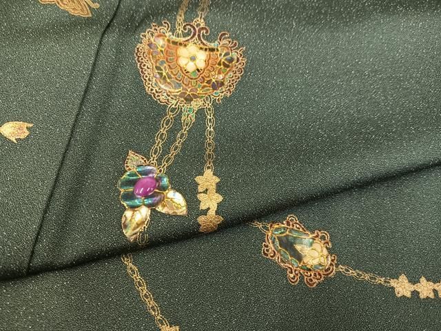 平和屋着物○螺鈿作家 甲斐泰造 訪問着 花蝶文 暈し染め 金彩 銀通し地