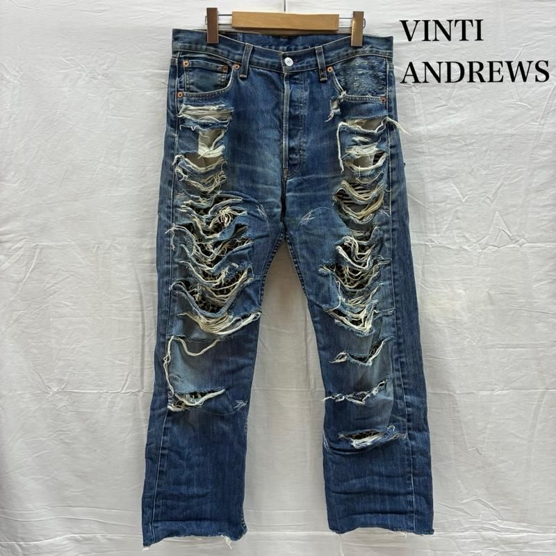 メンズ VINTI ANDREWS デニムパンツ ヴィンティアンドリュース クラッシュ