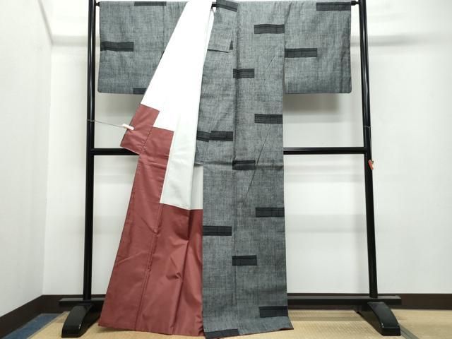 平和屋着物○結城紬 80亀甲 唐草文 正絹 逸品 AAAZ1808ph 平和屋着物○