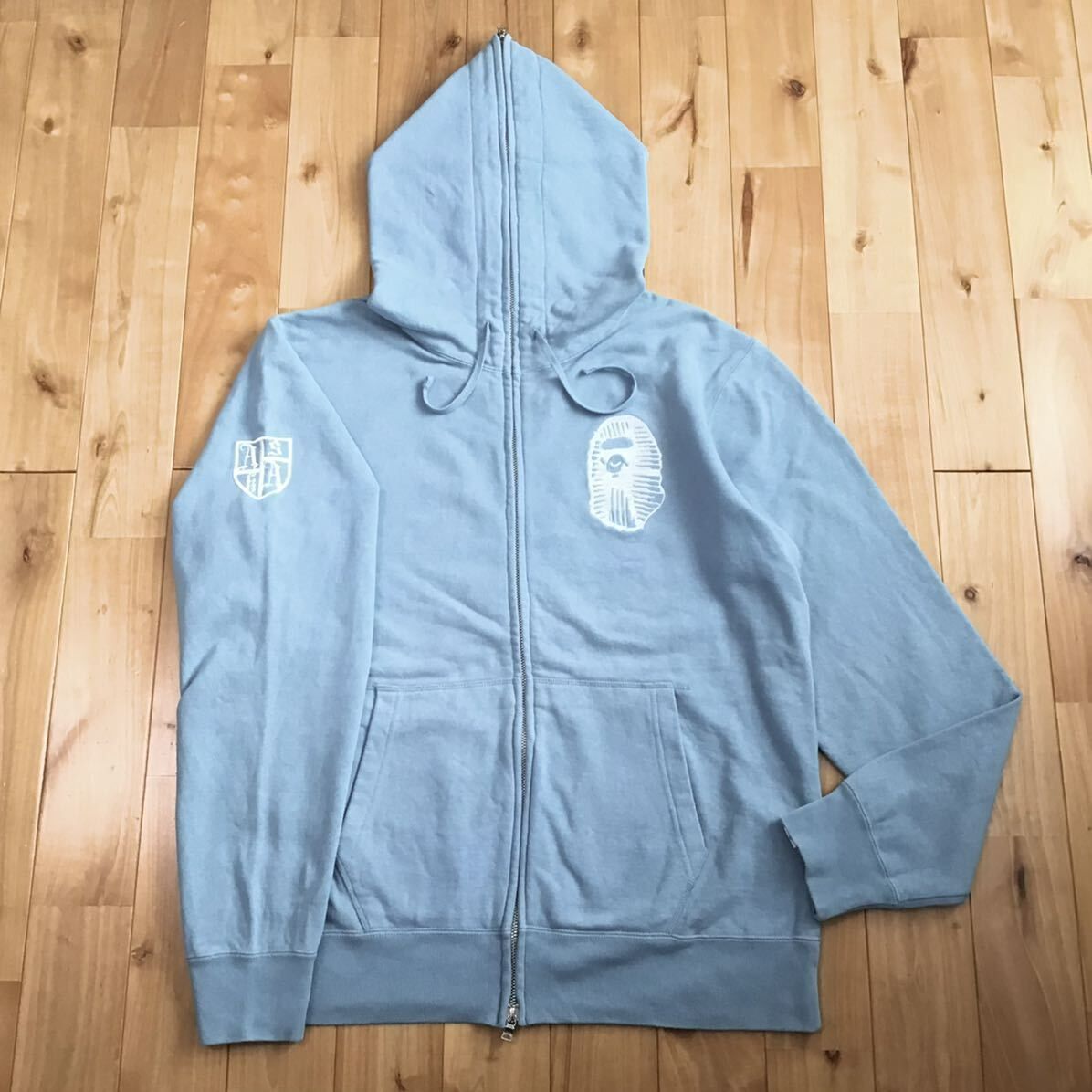 APE HEAD LOGO 刺繍 フルジップ パーカー Lサイズ a bathing ape BAPE full zip hoodie エイプ ベイプ アベイシングエイプ NIGO