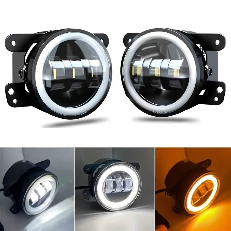 10.16 cm の丸い 60W LED 霧灯、6000K の白色と黄色のターンシグナル、12V のハードワイヤード、デュアルファンクションの霧灯と DRL、オフロード車両、自動車用
