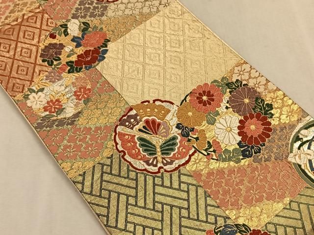 佐賀錦　六通柄袋帯　雪輪吉祥花文　金糸　逸品 楽天市場】平和屋着物◎佐賀錦 六通柄袋帯 煌寿の華 正倉院花文