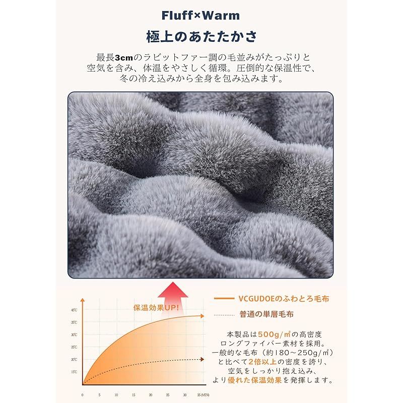 VCGUDOE 毛布 ブランケット 冬用 ふわとろ もこもこ ふわふわ とろとろ ２枚合わせ 暖かい 厚手 もうふ シングル セミダブル ダブル おしゃれ 柔らかい 肌触り良い 肌掛け布団 洗える 180×200cm ライトグレー HRDEVELOPMENT_JP