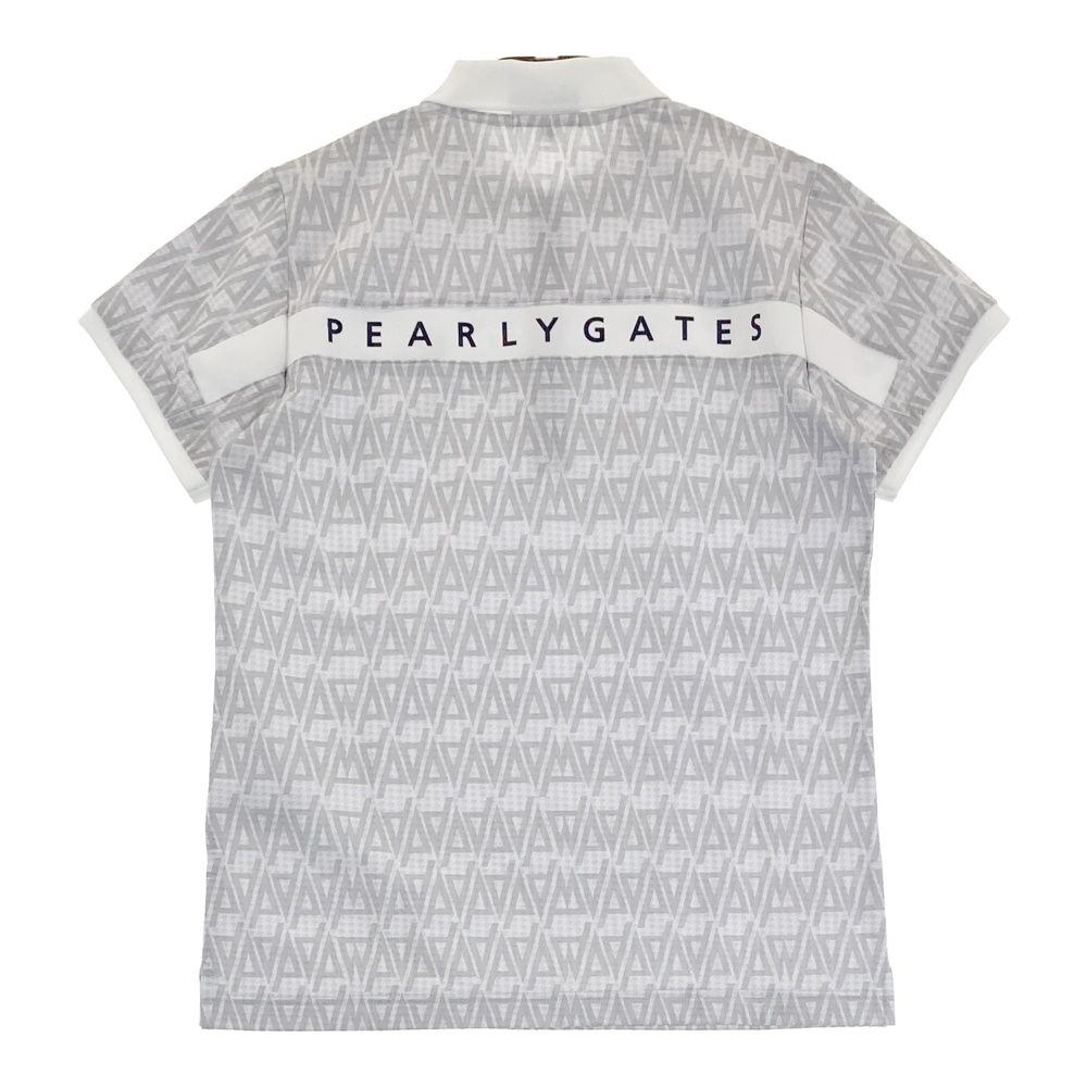 サイズ 2 PEARLY GATES パーリーゲイツ モデル 半袖ポロシャツ シアサッカー 総柄 グレー系 240101537476 ゴルフウェア レディース ストスト