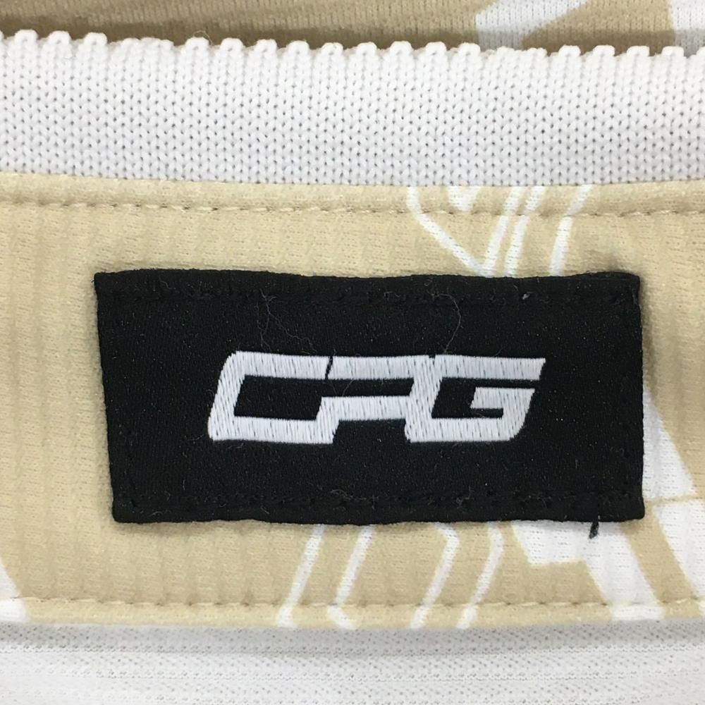 超美品】CPG 半袖ポロシャツ ベージュ×白 ロゴ総柄 ワッペン
