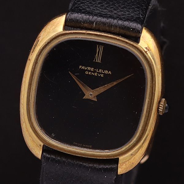 ファーブルルーバ 手巻き スクエア 黒文字盤 メンズ腕時計 ECT 6804000