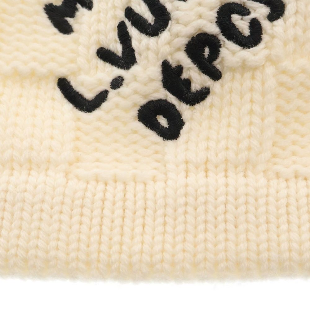 LOUIS VUITTON ルイヴィトン Demier Logo Heritage Snag Muffler M92755 ダミエ ロゴ ヘリテージ スナッグ ウール マフラー ホワイト LOUIS VUITTON - LOUIS VUITTON ルイヴィトン Demier Logo Heritage