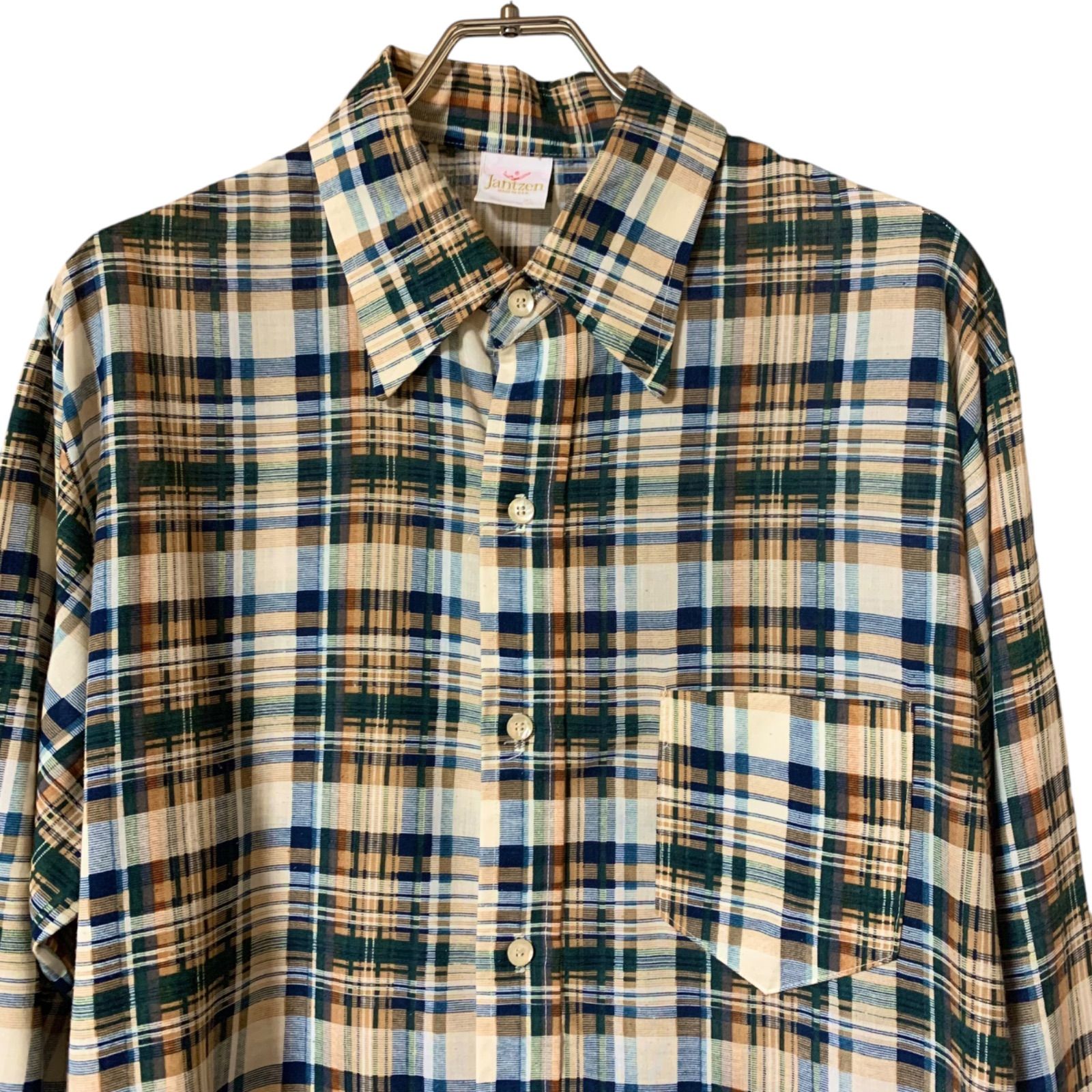 【Rare】70's Jantzen Check Shirts 【XL】60年代 70年代 ジャンセン チェックシャツ ヴィンテージシャツ ポリシャツ