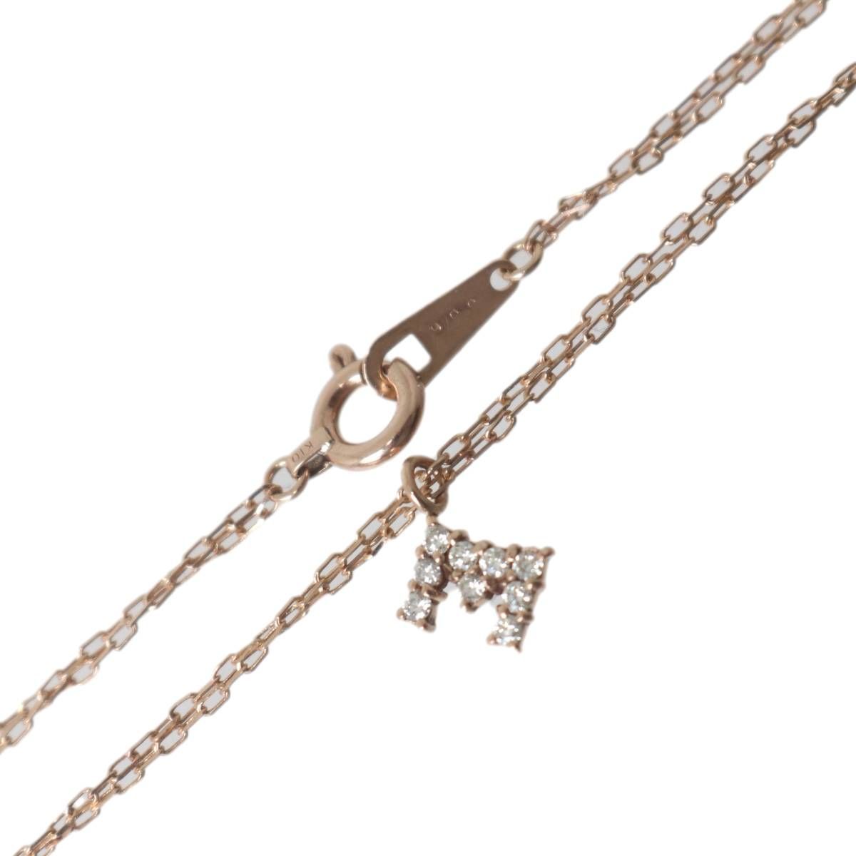 ダイヤ0.06ct イニシャルM チェーンブレスレット K10PG×ダイヤモンド 腕回り約17cm チェーン幅約0.7mm Ｍ 5.3×4.4 mm ダイヤモンド0.06ct 重量約0.6g NT Aランク