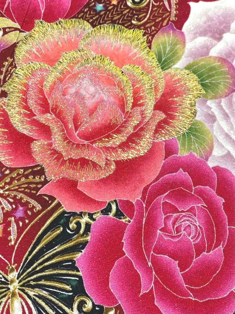 振袖 豪華 銀通し ラメ刺繍 紋意匠 薔薇尽くし 身丈167cm - メルカリ