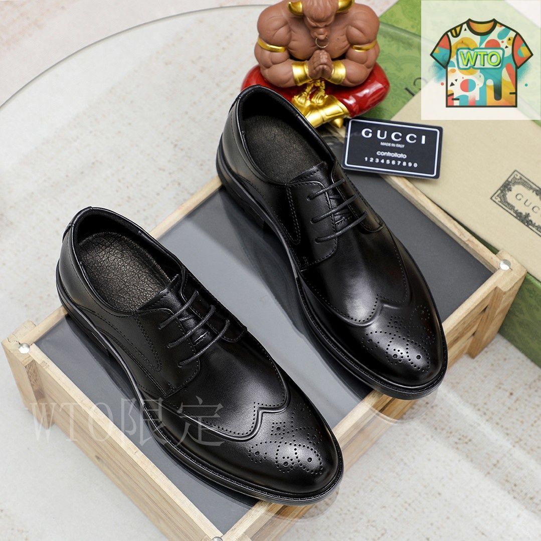 GUCCI メンズ　ブラックレザー ビジネスシューズ　フォーマル GUCCI メンズ ビジネス フォーマル レザーシューズ07-3 - メルカリ