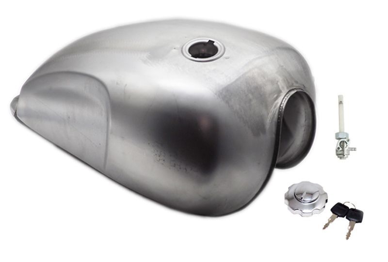 汎用 ガソリンタンク ファットタンクⅡ 無塗装 タンクキャップ,燃料コック付