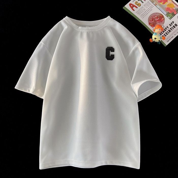 MEDM ワッフル生地 半袖Tシャツ ストリート カジュアル トップス mn522202ps-top.jpg