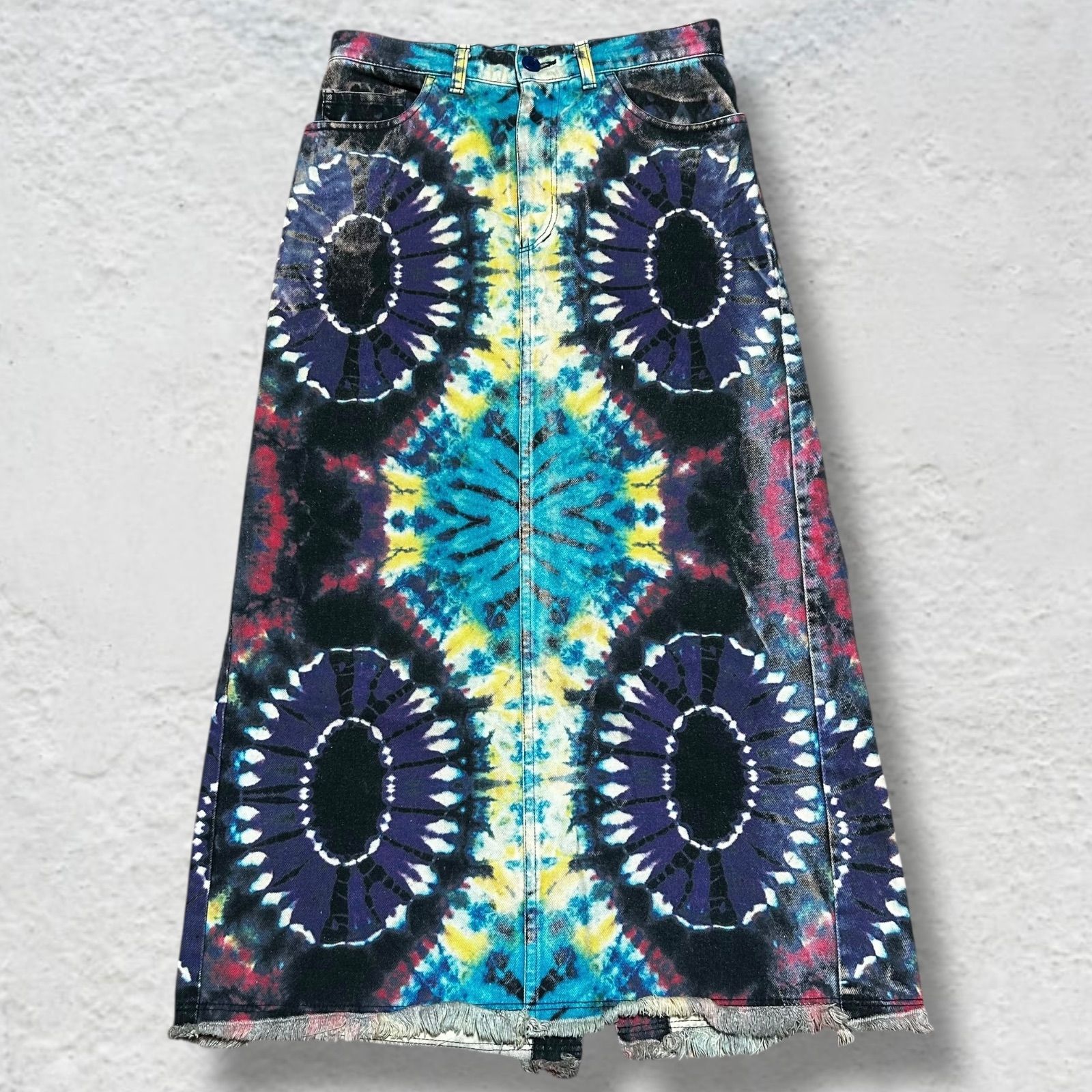 JUNYA WATANABE COMME des GARCONS ジュンヤワタナベコムデギャルソン AD2001 02ss ネイティブ タイダイ染め デニムマキシスカート