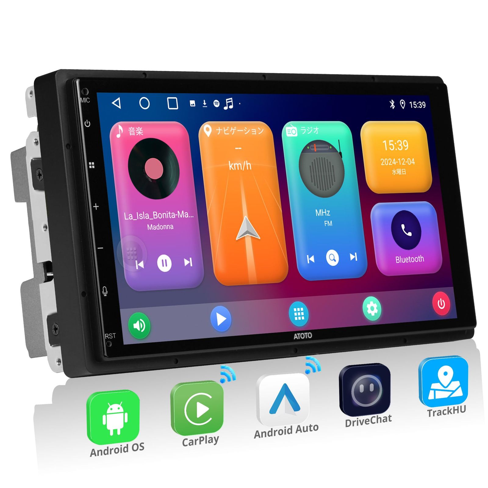 MY-ATOTO 2DINディスプレイオーディオ オーディオ一体型Androidナビ7インチ A5L Androidナビ 2GB 32GB ワイヤレス - 有線 Android Auto - CarPlay 対応 1280 720 IPSタッチスクリ