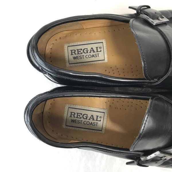  ビンテージ リーガル REGAL WEST COAST 本革 グッドイヤー製法 モンクストラップ ローファー 24.5 黒 BLACK ビジネス shoes D-187 ローファー ブーツ 革靴