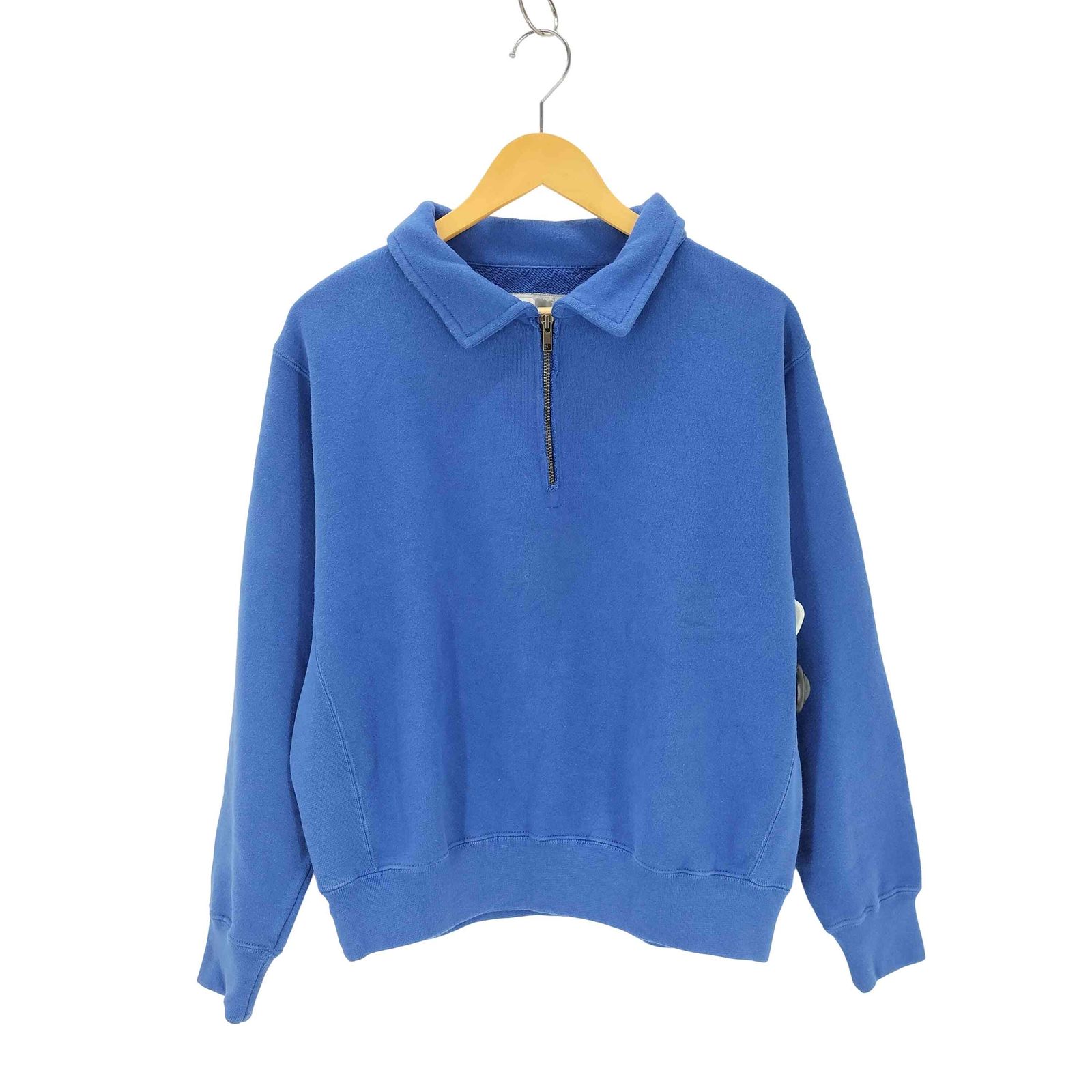 【希少】90s ラッセル USA製 ハーフジップスウェット ブラック 短丈L ラッセルアスレチック RUSSELL ATHLETIC 90s USA製 ハーフジップ