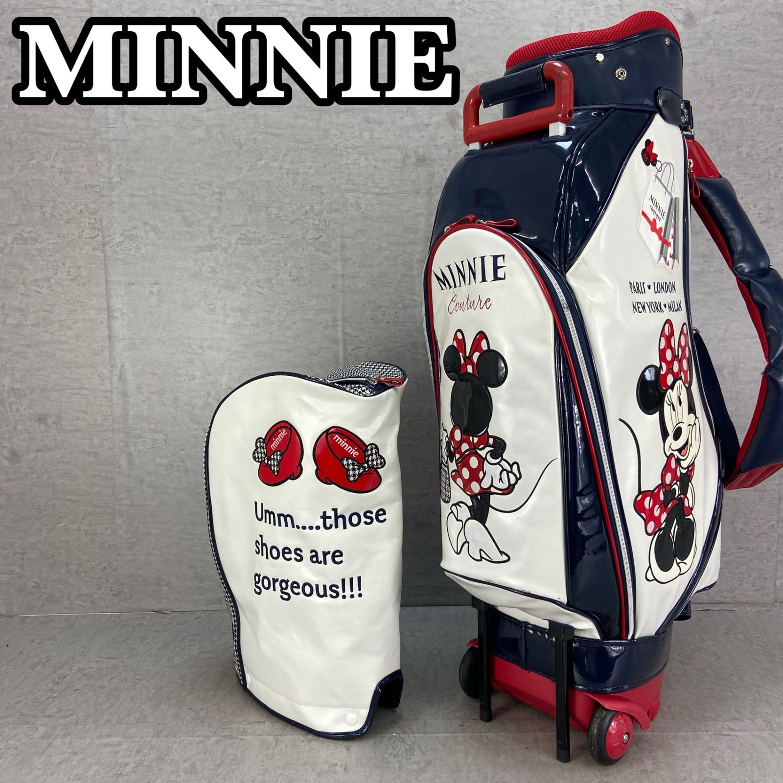 ディズニー　ミニー　ゴルフ　キャディバッグ　カート式　約9型　約23cm Disney MINNIE ディズニー ミニー ゴルフ キャディバッグ カート
