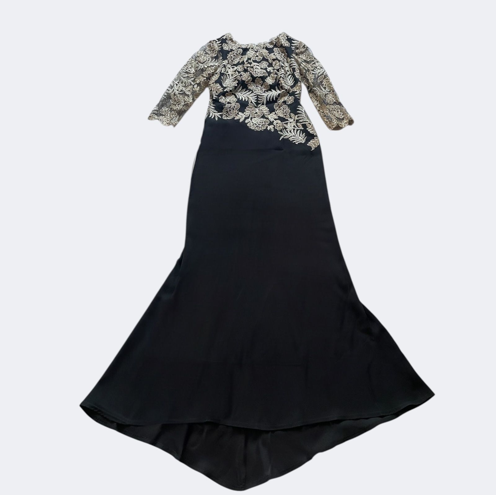 新品◇TADASHI SHOJI タダシショージ 上品ゴールドお花刺繍レース 