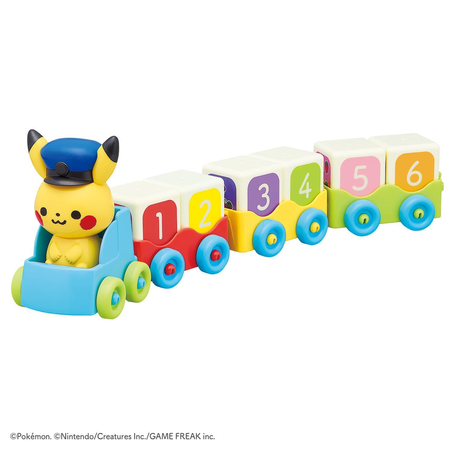 【人気商品】数字遊び ) / 木製おもちゃ 電車 / ( ( カラフル / 色彩感覚 色付き 指先遊び ) つみきのでんしゃ アルファベット ピカチュウ モンポケ ポケモン トイローヤル お勉強