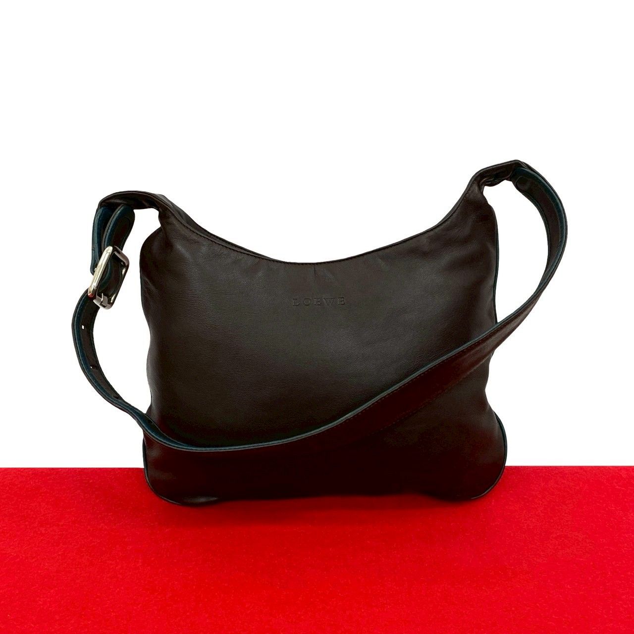 極 美品 希少品 LOEWE ロエベ ロゴ 刻印 ナッパレザー 本革 ワン 