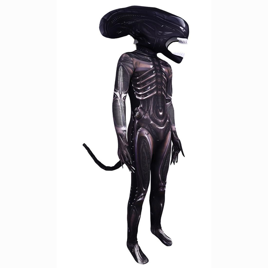 エイリアンロムルス コスプレ衣装 ヘッドギア付き 2点セット ボディスーツ ジャンプスーツ フードマスク コスプレ小物付き ゼノ WWW_IBETON_RU
