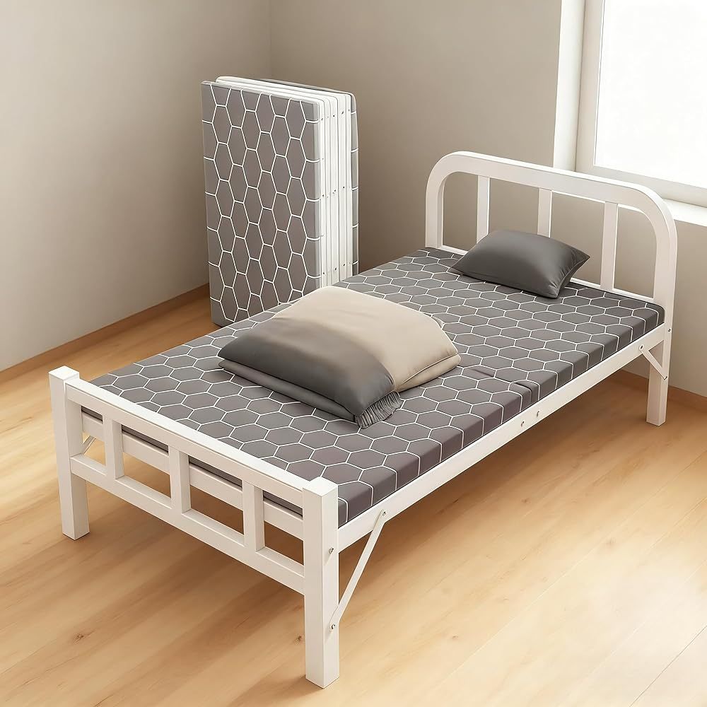 訳あり 外箱段ボールにキズ 汚れあり 中身は です TUIYIDUO シングルベッド 折りたたみ簡易ベッド ホワイト 190x70x37.5cm