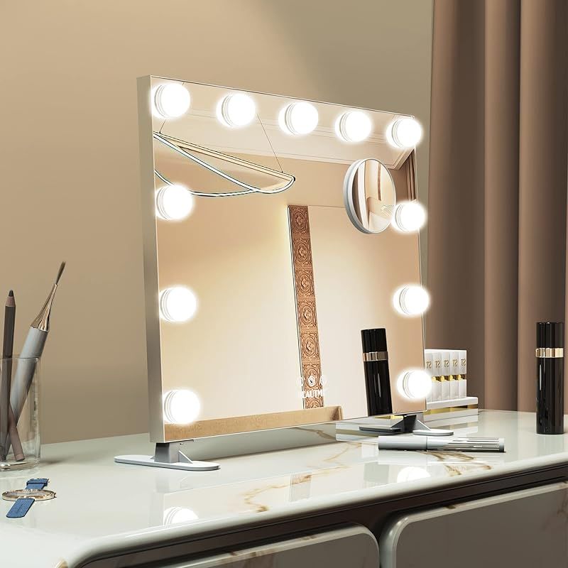 ★BEAUTME 化粧鏡 女優ミラー 卓上 3色モード 調整 ホワイト 鏡 Amazon.co.jp: BEAUTME 女優ミラー 化粧鏡 ハリウッドミラー 壁掛け