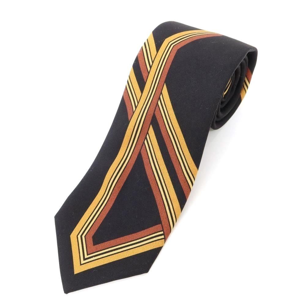 【新品アウトレット】ジエレ GIERRE パネルプリント 3つ折り シルク ネクタイ ブラック【メンズ】