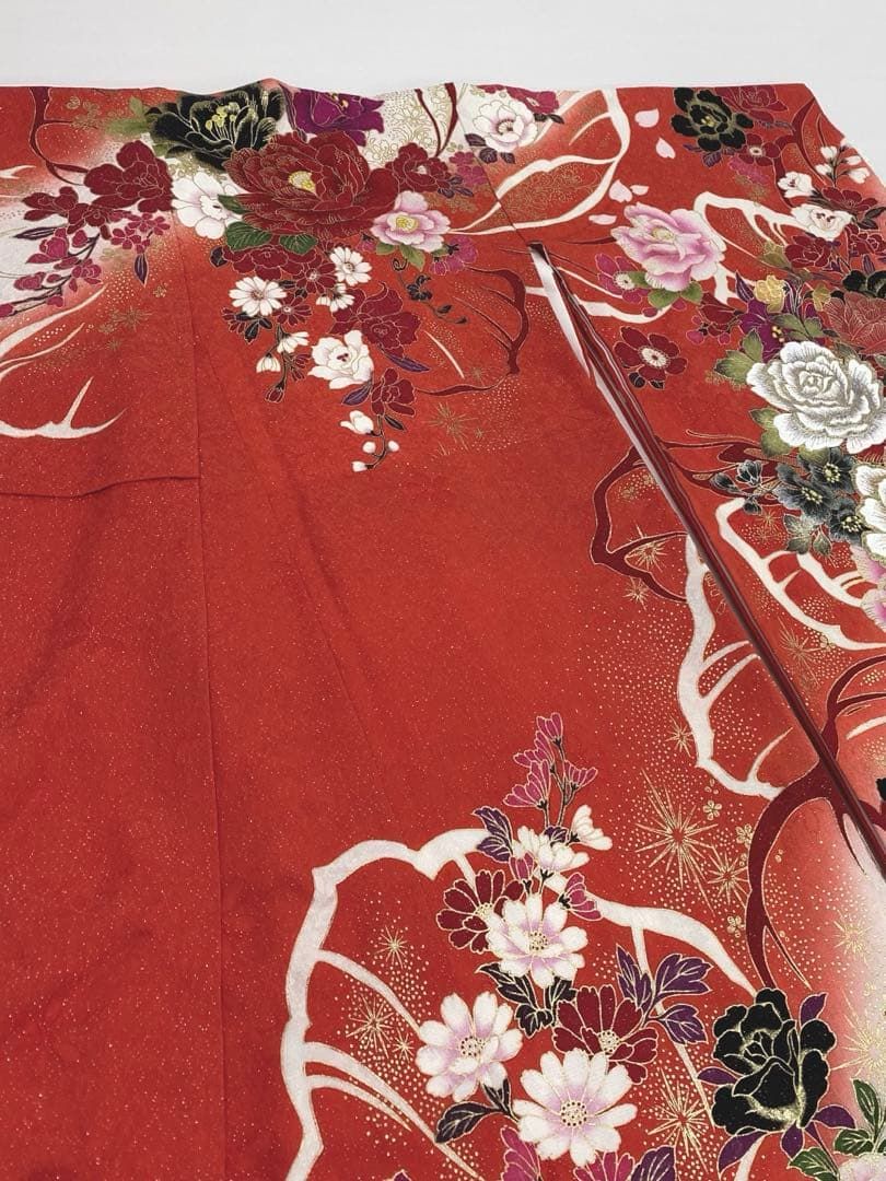 振袖 銀通し 金彩 グリッター箔 紋意匠 身丈162cm パールトーン加工済