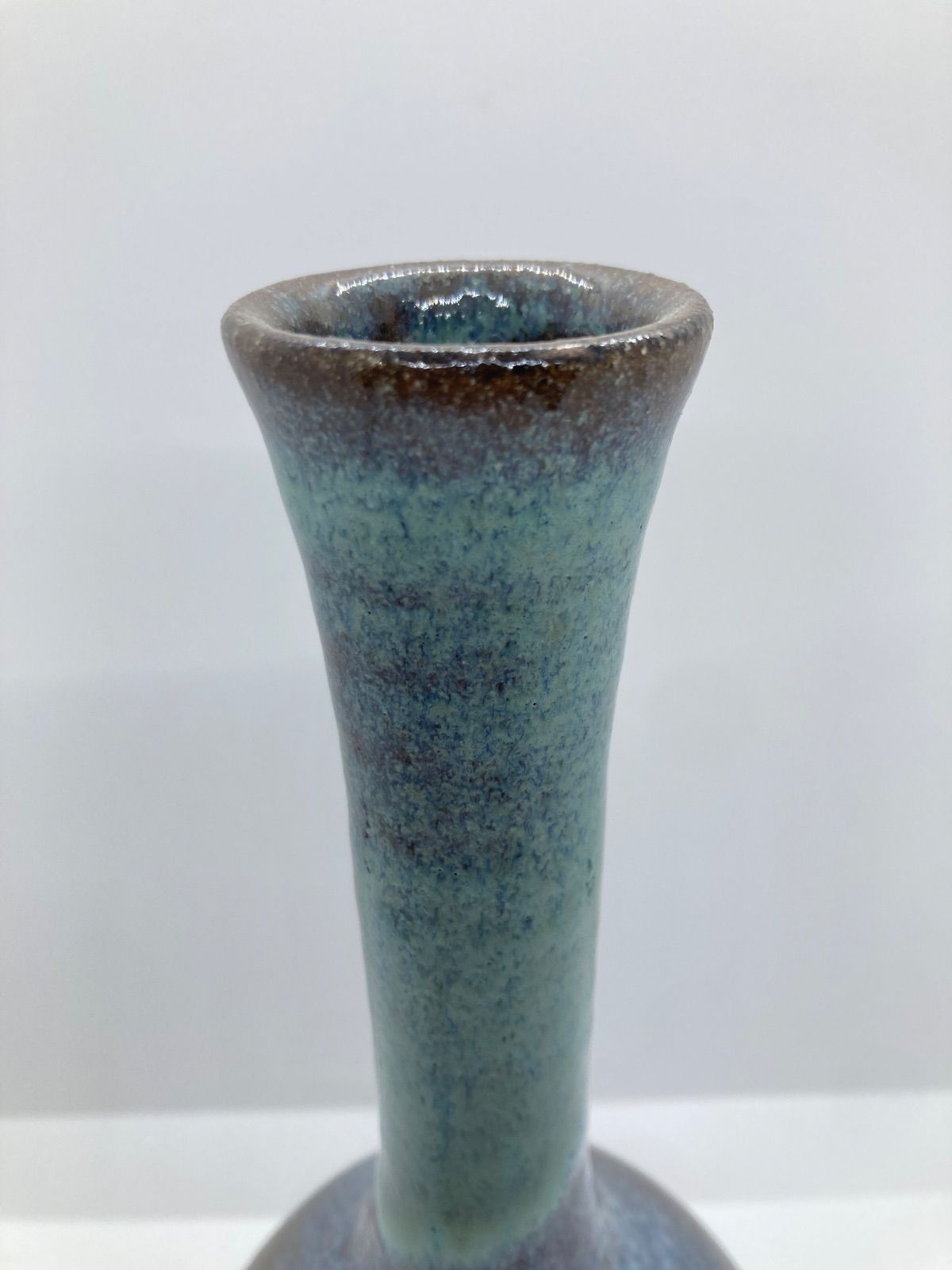 春の鶴首 一輪挿し 【手仕事 民藝 和 陶器 桜】 ブルーの一輪挿し 【手